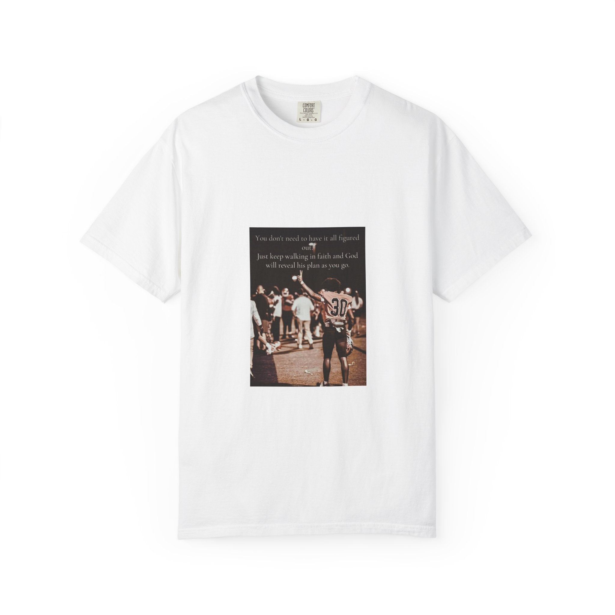 🏈 Faith & Football Graphic Tee – “Walking in Faith” Edition