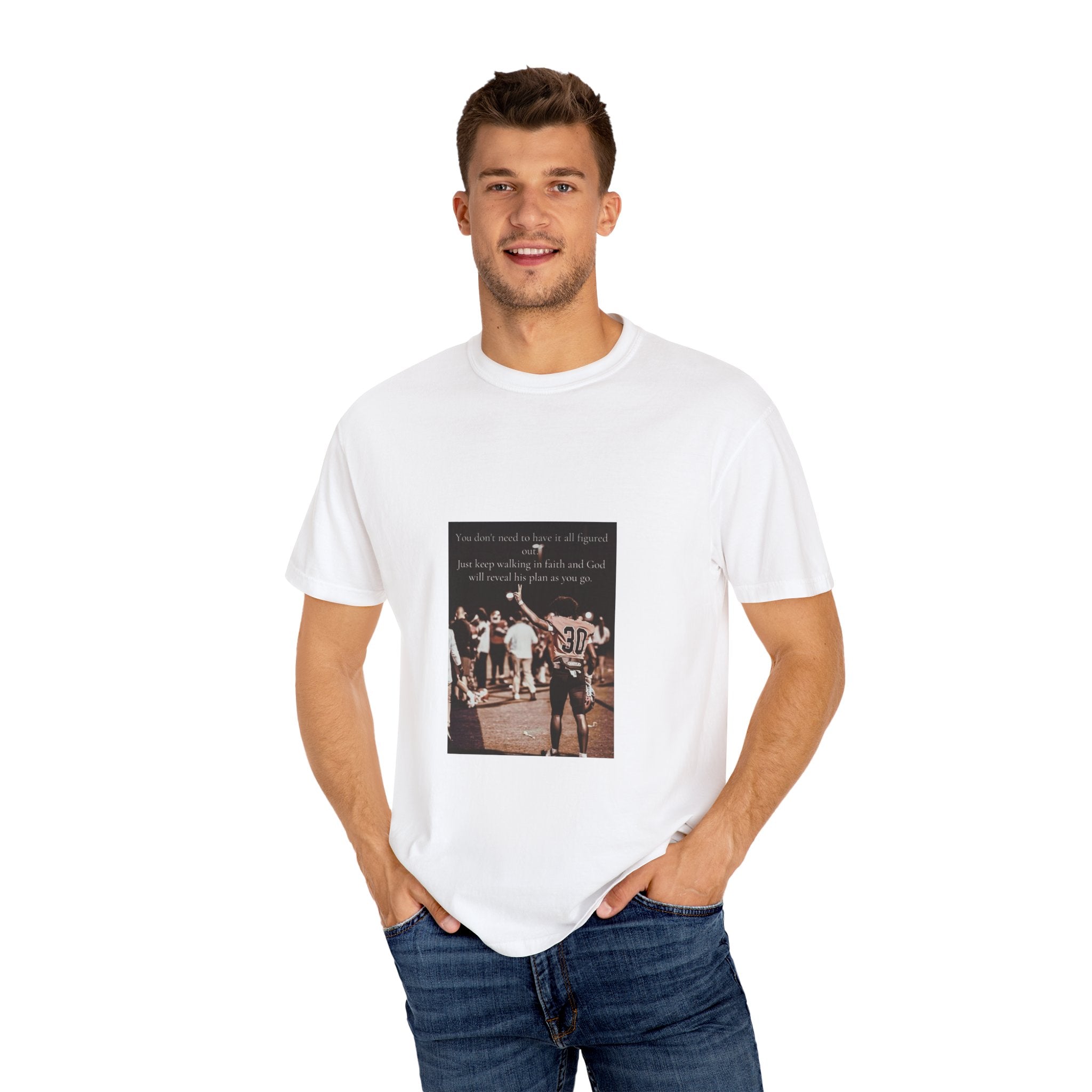 🏈 Faith & Football Graphic Tee – “Walking in Faith” Edition