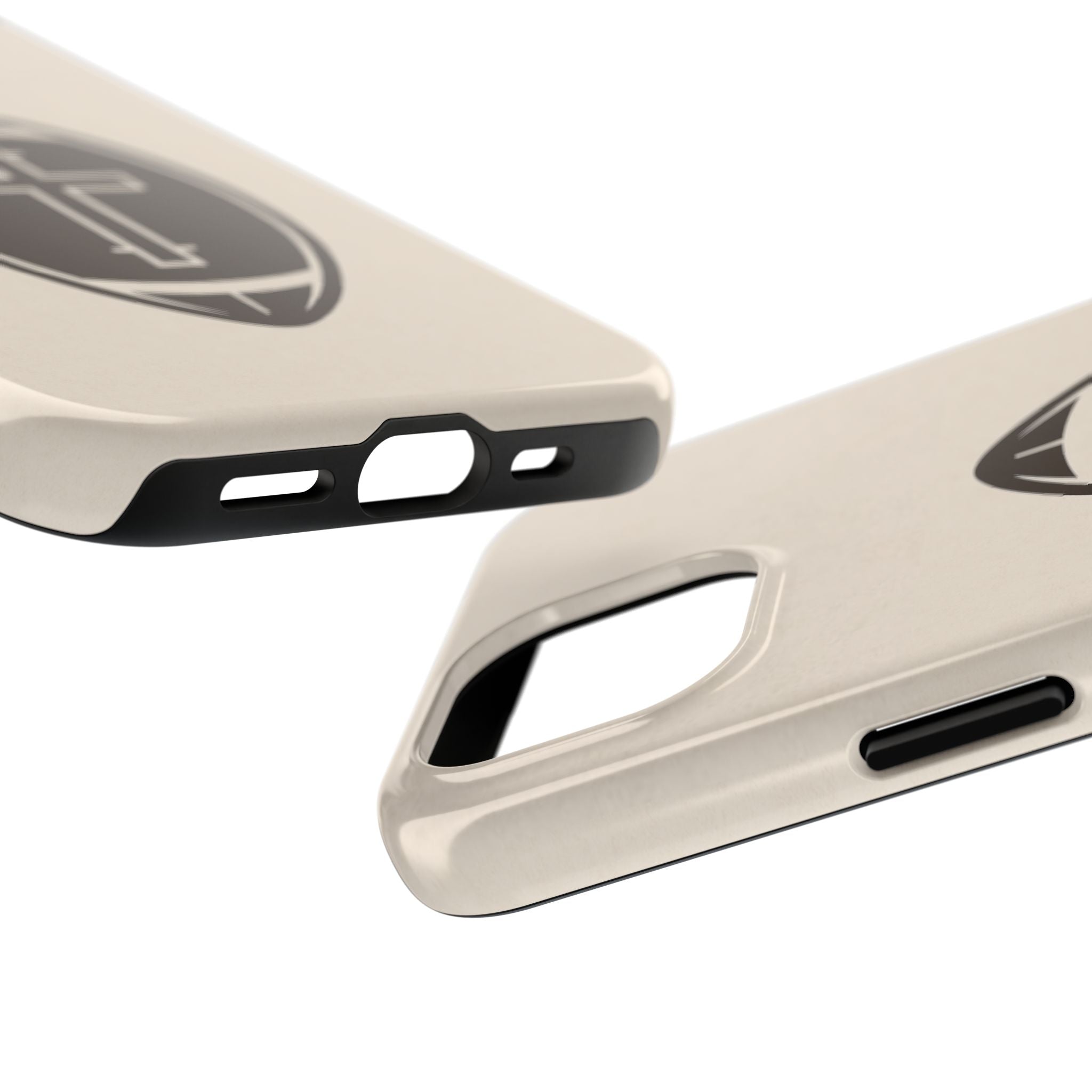 A sleek phone case that blends faith and football, featuring a bold cross centered inside a classic football emblem.